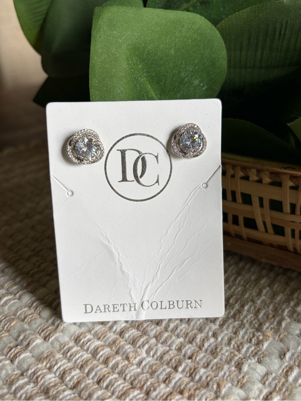 Dareth Colburn Silver Crystal Halo Stud Earrings